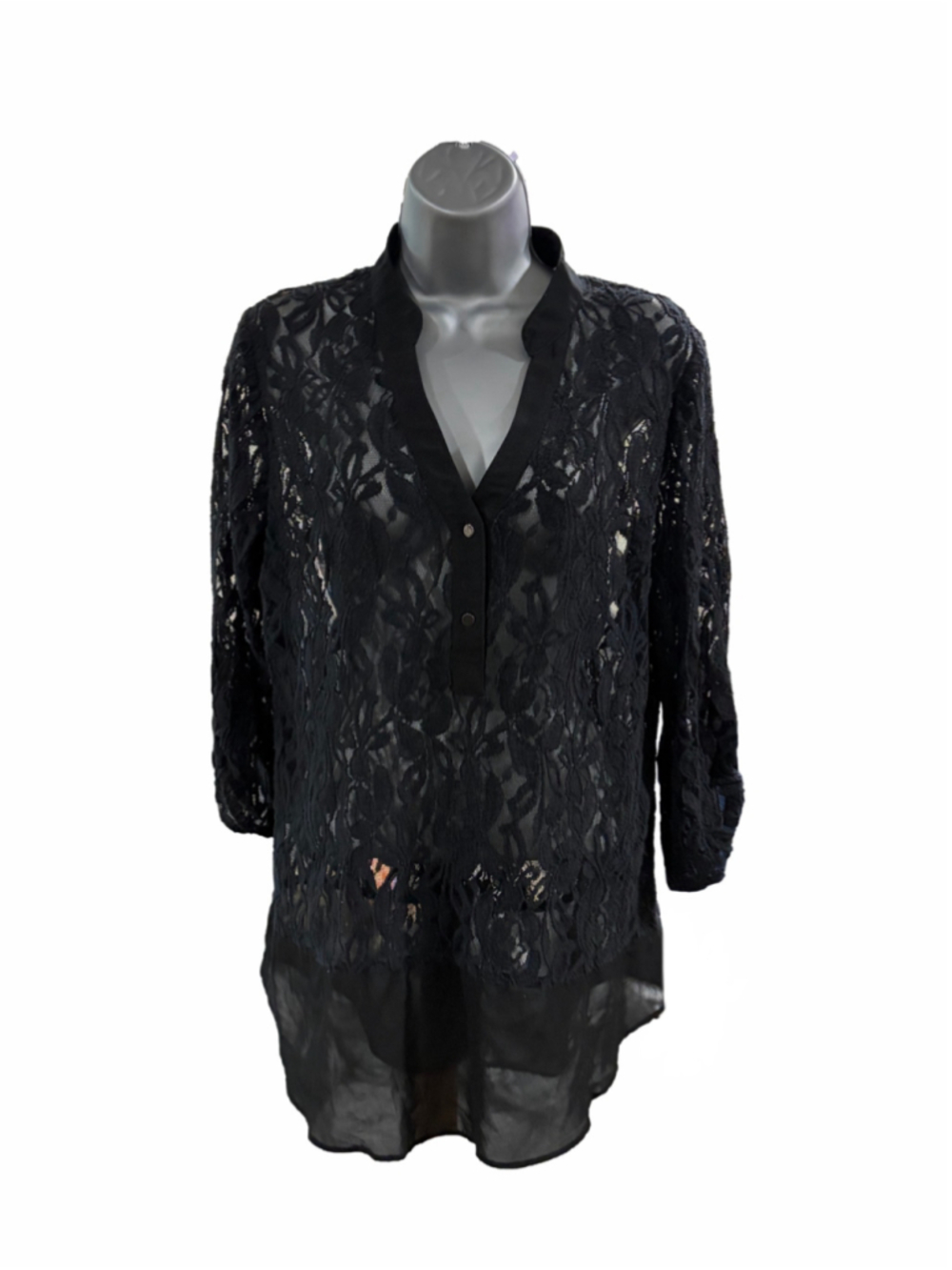 42. Women's AGB Black Lace Blouse, Size Large